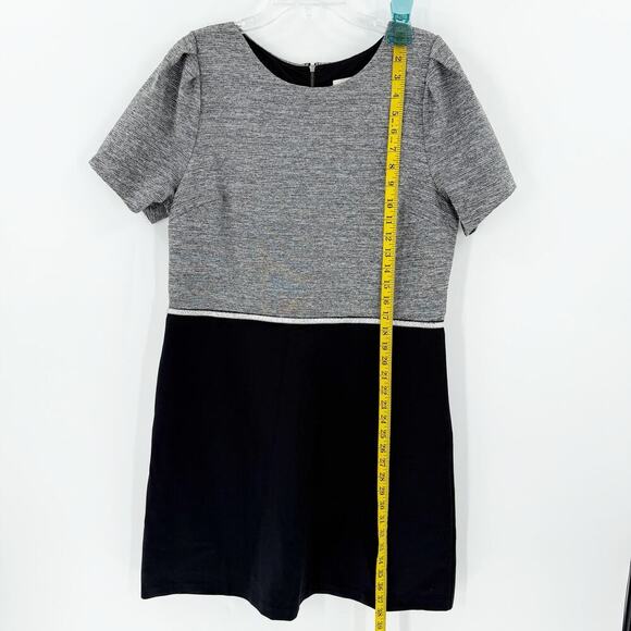 Loft Women's Gray Black Colorblock Back Zip Short Sleeve Mini Dress Size 14 - Picture 8 of 11